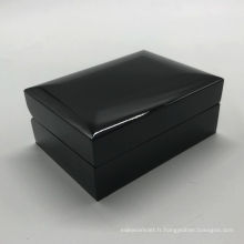 Boîte en bois noir de luxe pour bouillons de manchette personnalisé
